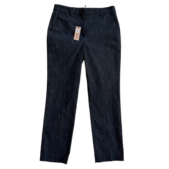 Rebecca Taylor Tailored Metallic Pinstripe Suiting Pants in Navy 6 - Picture 2 of 8